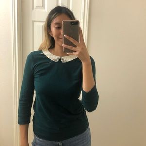LOFT Emerald Green Collared Top 🍂